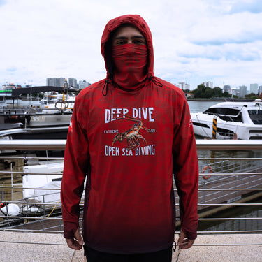 Tri-Titans - Deep Dive - Fishing Swim Rash Guard, Long Sleeve Hoodie, Fishing Shirt with Hood Tri-Titans custom wrestling gear