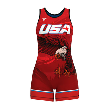 Freedom & Strength Reversible Singlet | Funk Fighter™ Antimicrobial Technology - Girls and Women Tri-Titans custom wrestling gear