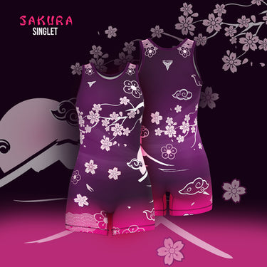 Sakura Female Wrestling Singlet | Funk Fighter Tri-Titans custom wrestling gear