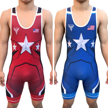 America Armor Reversible Singlet Tri-Titans custom wrestling gear