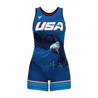 Freedom & Strength Reversible Singlet | Funk Fighter™ Antimicrobial Technology - Girls and Women Tri-Titans custom wrestling gear