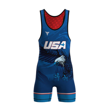 Freedom & Strength Reversible Singlet | Funk Fighter™ Antimicrobial Technology - Boys and Men Tri-Titans custom wrestling gear