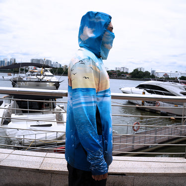 Tri-Titans - Flying Fins - Fishing Swim Rash Guard, Long Sleeve Hoodie, Fishing Shirt with Hood Tri-Titans custom wrestling gear