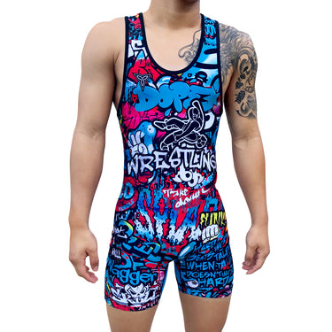 Dope Graffiti Singlet | Funk Fighter Antimicrobial Technology Tri-Titans custom wrestling gear