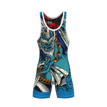 Raijin vs. Fujin Reversible Singlet | Funk Fighter™ Antimicrobial Technology Tri-Titans custom wrestling gear