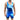 a man wears blue singlet with godzilla front view 