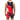 a man wears red singlet with godzilla and helicopter back view nt view