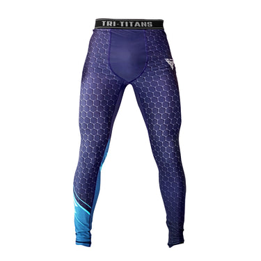Blue Sonic Funk Fighter Compression Pants Tri-Titans Athletic Apparel custom wrestling gear