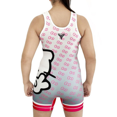 Peaceful White Kitty womens Wrestling Singlet Tri-Titans custom wrestling gear